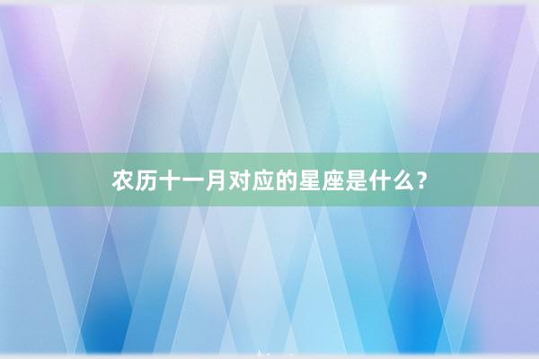 农历十一月对应的星座是什么？